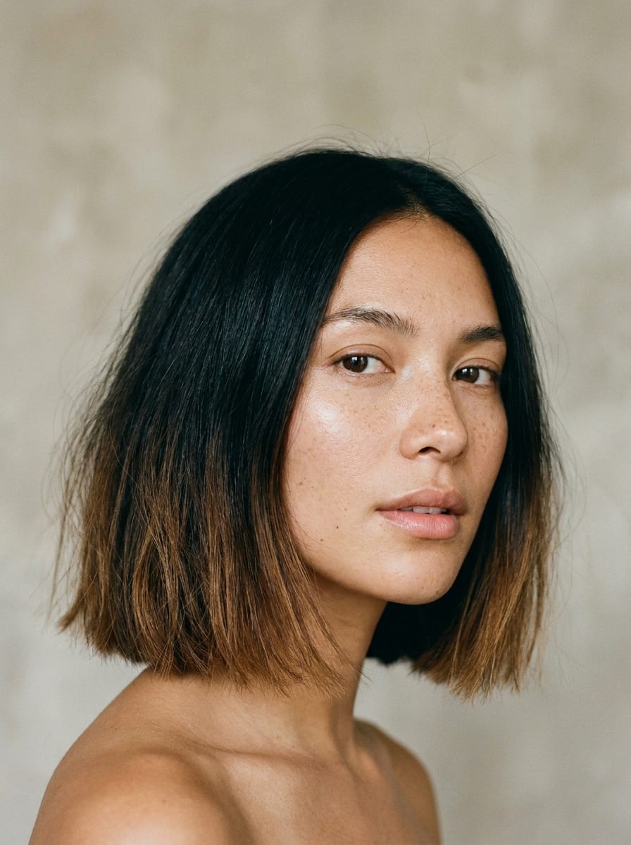 Blunt Bob mit ausgedünnten Spitzen - Bob Frisur für dickes Haar